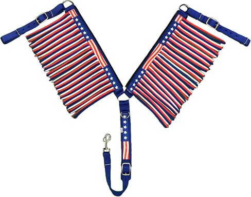 Tahoe Tack American Flag Double Layered Nylon Patriotic Padded Headstall, Reins and Breast Collar with Fringes 3 Items Set in Saudi Arabia