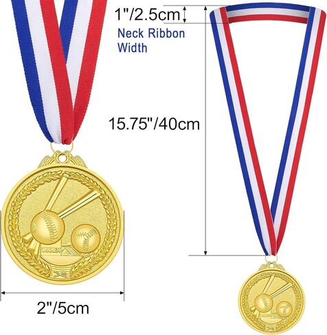 15 Pack Medals for Award for Kids Gold Baseball Medals with Ribbons, 2 Inches in Saudi Arabia