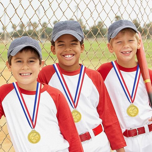 15 Pack Medals for Award for Kids Gold Baseball Medals with Ribbons, 2 Inches in Saudi Arabia