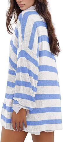 Sweater Sets Women Oversized Lounge Sets Striped Matching Pajamas Long Sleeve Sweater Top and Shorts in Saudi Arabia