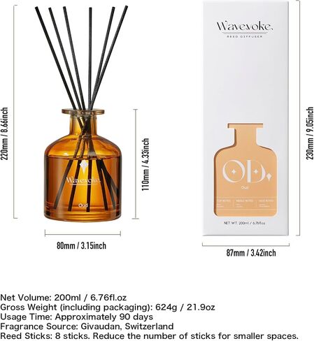 أعواد توزيع الروائح العطرية المعطرة من الروطان من ويففوك-8، 6.7 أونصة - عطر منزلي بالزيت الطبيعي لأجواء ليلة منتصف الصيف in Saudi Arabia