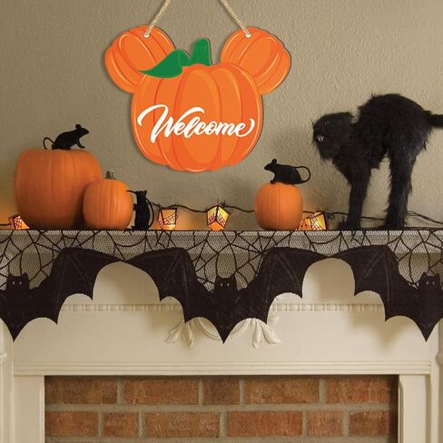 SZTZPW Fall Welcome Door Sign Wood Pumpkin Hanging Decorations Mouse Halloween Decorations Welcome Sign Thanksgiving Front Door Decor Cute Fall Halloween Party Door Hanger Indoor Outdoor in Saudi Arabia