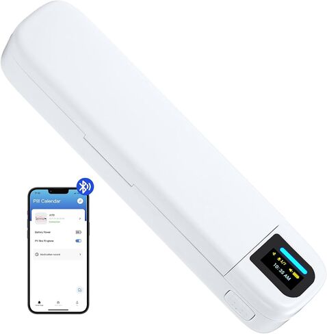 Daviky Smart Pill Organizer with Alarm, Bluetooth Daily Once a Day Pill Dispenser 7 Day with APP, Weekly Travel Pill Case, Portable Pill Reminder for Medicines, Supplements and Vitamins (White) in Kuwait