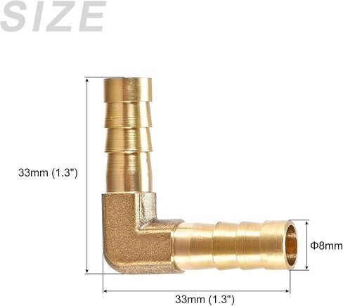 METALLIXITY L-shaped Brass Barb Fitting (8mm) 2pcs, Barb Connector Coupler - for Fuel Air Water Oil Gas in Saudi Arabia