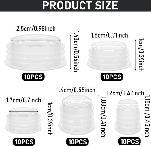 50 Pcs Salt and Pepper Shaker Stoppers 5 Size Plastic Salt Shaker Plug Clear Replacement Salt and Pepper Shaker Plug Reusable Plug Bottle Caps Clear Round End Cap for Pepper Shakers Bottles Pipes in Saudi Arabia