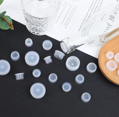 50 Pcs Salt and Pepper Shaker Stoppers 5 Size Plastic Salt Shaker Plug Clear Replacement Salt and Pepper Shaker Plug Reusable Plug Bottle Caps Clear Round End Cap for Pepper Shakers Bottles Pipes in Saudi Arabia