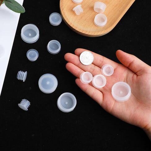 50 Pcs Salt and Pepper Shaker Stoppers 5 Size Plastic Salt Shaker Plug Clear Replacement Salt and Pepper Shaker Plug Reusable Plug Bottle Caps Clear Round End Cap for Pepper Shakers Bottles Pipes in Saudi Arabia