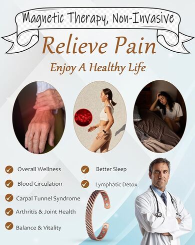 MagVIVACE سوار مغناطيسي نحاسي للنساء لالتهاب المفاصل، مجوهرات نحاسية نقية، أساور التخلص من السموم الليمفاوية مع مغناطيس غاوس 3500 (0303Q) in Kuwait