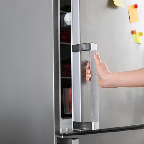 4 pcs Refrigerator Door Handle Covers Set of 4, Fridge Door Handle Covers, Kitchen Appliance Decor Handles, Dust Covers for Fridge, Dishwasher Oven Keep Off Fingerprints,Food Stains (Gray) in Kuwait