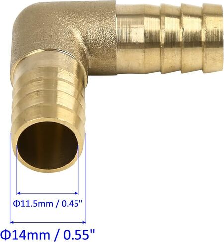 90 Degree Brass Elbow Male Thread Hose Barb Fitting - Pipe Barb Connector Quick Connect, Apply to Pipe Connection (14mm OD, Gold Tone) in Saudi Arabia