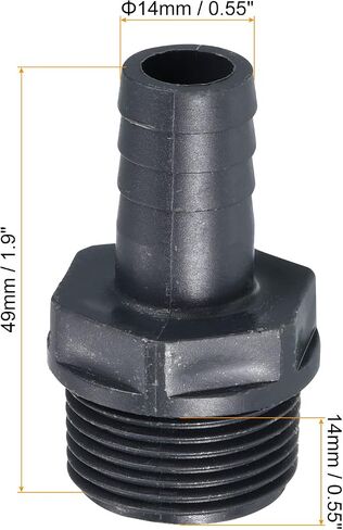 تركيب خرطوم بارب UPVC من باتيكل، 14 مم شائك G3/4 محول موصل أنبوب ذكر تركيبات سريعة لهواء الوقود المائي، رمادي in Saudi Arabia