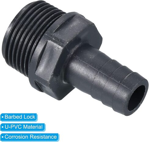 تركيب خرطوم بارب UPVC من باتيكل، 14 مم شائك G3/4 محول موصل أنبوب ذكر تركيبات سريعة لهواء الوقود المائي، رمادي in Saudi Arabia