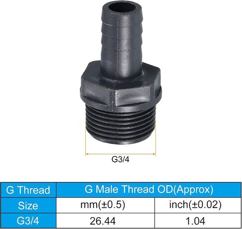 تركيب خرطوم بارب UPVC من باتيكل، 14 مم شائك G3/4 محول موصل أنبوب ذكر تركيبات سريعة لهواء الوقود المائي، رمادي in Saudi Arabia