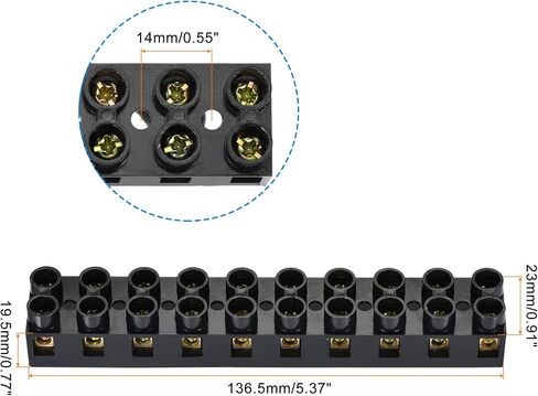 MECCANIXITY Terminal Block 500V 20A Dual Row 10 Positions Screw Electric Barrier Strip 2 Pcs in Saudi Arabia
