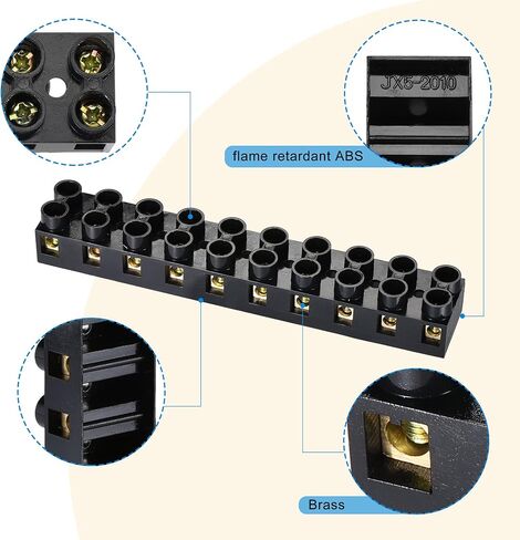 MECCANIXITY Terminal Block 500V 20A Dual Row 10 Positions Screw Electric Barrier Strip 2 Pcs in Saudi Arabia