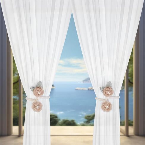 1 Pair of Handmade Artificial Rose Flower Curtain Holdbacks,Curtain Tiebacks Clips Creative Window Drape Twist Tie Backs Curtain Holders Decorative Draperies Holdbacks (Pink) in Kuwait