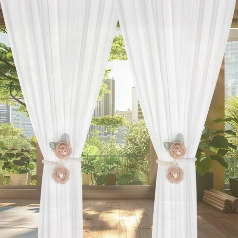 1 Pair of Handmade Artificial Rose Flower Curtain Holdbacks,Curtain Tiebacks Clips Creative Window Drape Twist Tie Backs Curtain Holders Decorative Draperies Holdbacks (Pink) in Kuwait