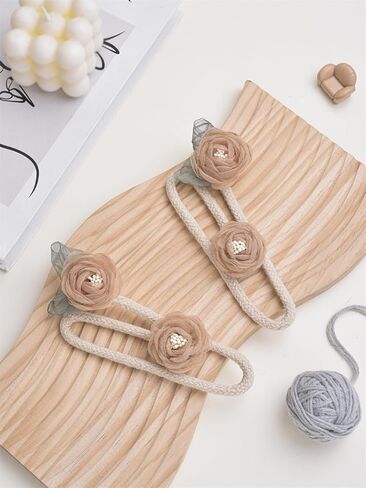 1 Pair of Handmade Artificial Rose Flower Curtain Holdbacks,Curtain Tiebacks Clips Creative Window Drape Twist Tie Backs Curtain Holders Decorative Draperies Holdbacks (Pink) in Kuwait