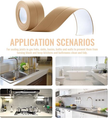 شريط مانع التسرب للحمام، شريط السد المقاوم للماء، شريط السد في زوايا الحائط، شريط إغلاق ذاتي اللصق، شريط بسيط للمطبخ، حوض استحمام المرحاض، الحمام، المغسلة، سطح الطاولة وحامي حافة الجدار الأرضية in Kuwait