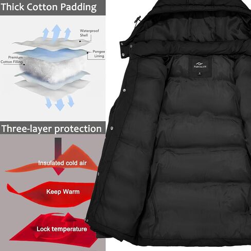 FARVALUE Women's Winter Coat Thicken Puffer Jacket Warm Bubble Coat with Removable Hood in Saudi Arabia