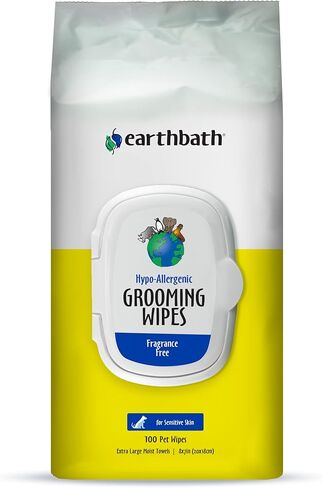 earthbath, Mango Tango Grooming Wipes - Dog Wipes for Paws and Butt, Best Pet Wipes for Dogs & Cats, Made in USA, Cruelty-Free Dog Cleaning Wipes, Removes Dirt & Dander - 100 Count (2 Pack) in Saudi Arabia