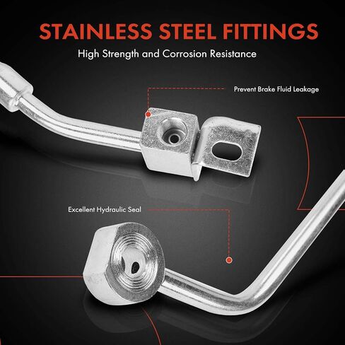 A-Premium Front Passenger Side Brake Hydraulic Hose Compatible with Select Jeep Models - Liberty 2002 2003 2004 2005 2006 2007 - Replace# 52128312AC in Kuwait