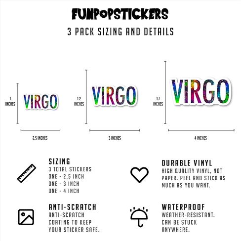 Virgo Astrology Sign Sticker Galaxy Astrology Stickers - 3 Pack - Set of 2.5, 3 and 4 Inch Vinyl Laptop Stickers - for Laptop, Phone, Water Bottle, Car & More Decal (3 Pack) S214639-3Pack in Saudi Arabia