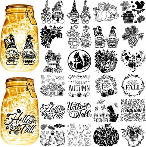 CREATCABIN 24Pcs Dandelion Decals Silhouettes Mason Jar Decor Lantern Laser Cutouts PVC Lamp Film Ornaments Silhouette for Frosted Glass Jars Scrapbook Wall Window Supplies 3.9x3.5Inch(No Sticker) in Saudi Arabia