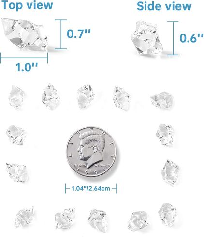 Sukh 13 OZ Acrylic Ice Rocks - Small Diamond Crystal Clear Gem Stone Jewels as Plastic Clear Ice Cube Faux Rocks for Pebbles for Vase Filler & Iridescent Home Decorations & Table Centerpiece (Clear) in Saudi Arabia