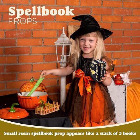 4E's Novelty Resin Spellbook Prop - 5" Hocus Pocus Book of Spells for Halloween Decorations Centerpiece Witch Decor, Small Hocus Pocus Spell Book for Mantle Halloween Tabletop Decor in Saudi Arabia