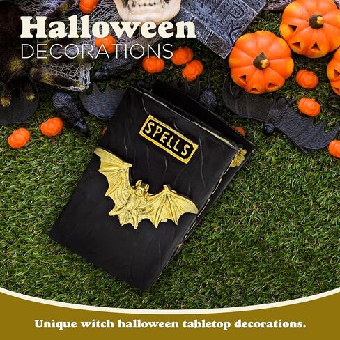 4E's Novelty Resin Spellbook Prop - 5" Hocus Pocus Book of Spells for Halloween Decorations Centerpiece Witch Decor, Small Hocus Pocus Spell Book for Mantle Halloween Tabletop Decor in Saudi Arabia