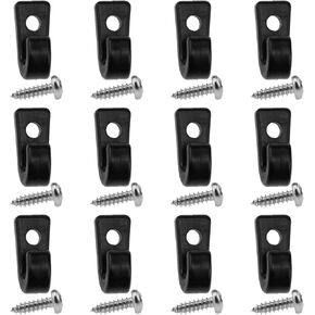 AYLIFU 12-Piece Kayak J-Shaped Hook Black Nylon Kayak tie Hook Kayak Canoe Paddle Board Rowing Accessories (with Screws)
