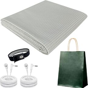 Organic Grounding Sheet 13% Silver for Bed Sleeping Therapy with Safest Ground Adapter and Connection 15ft Cord (Full)