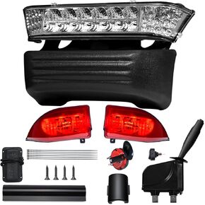 Golf Cart Deluxe Light Kit Compatible with Club Car Precedent 2004-Up 12V Street Legal Light Kit, Upgrade LED Headlight Taillight with Turn Signals Hazard Light Switch Horn Brake Pad