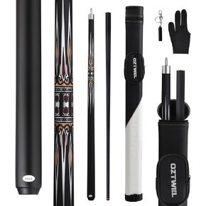 Pool Cue Stick with Case, 13mm Glass Fiber Pool Cue Stick, Pool Cue Kit, Billiard Cue Stick with Case, 58" Professional Billiards Low Deflections Cue Stick with Gloves, Aerator, 19 Oz