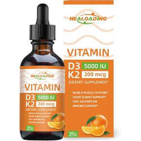 قطرات فيتامين D3 K2، نبات عضوي D3 + K2، سائل فيتامين D 5000 وحدة دولية، K2 200 ميكروجرام سائل K2 D3، مكملات فيتامين لدفاعات الجسم، وامتصاص أسرع، وعظام صحية ودعم المناعة