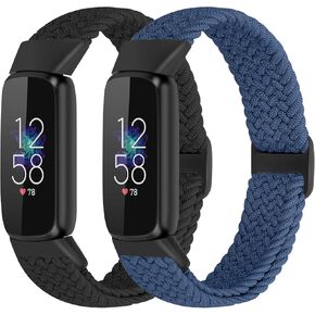 2 Pack Elastic Braided Bands Compatible with Fitbit Luxe Band, Soft Adjustable Nylon Strap Replacement Wristband for Fitbit Luxe/Luxe Special Edition Fitness Tracker Women Men