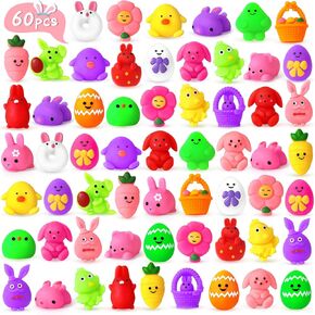 NPET Easter Squishies Toy 60pcs, Easter Egg Filler Squishies Animals Cute Classroom Gfits Stuffers Squishy Toy Bulk Kids, Easter Treats Basket Squishies Gifts For Kids Girl Boy Party Favor Squishy Toy