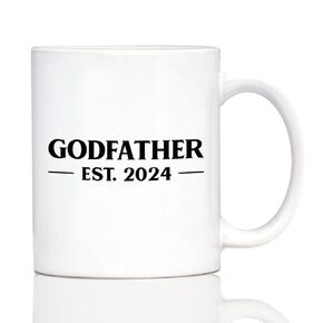 Godfather Est 2024 - New Godfather Coffee Mug Proposal Gift for First Time Godparents - Bold - Large 15oz White Ceramic Mug