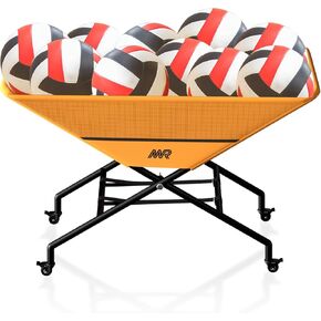 MR Collapsible Volleyball Wheeled Cart, Portable Hammock Ball Cart, Volleyball Cart with Wheels, Rolling Volleyball Basket Ball Storage, Volleyball Training Equipment Ball Holder, Hold Up to 30 Balls