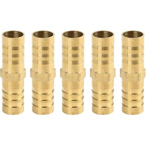 X AUTOHAUX 12mm Brass Barb Hose Fitting Straight Union Connector for Air Water Gas Oil 5pcs