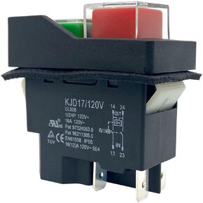 KJD17 Solenoid Push Button Switch 4-Pin 16A 120V ON-Off IP55