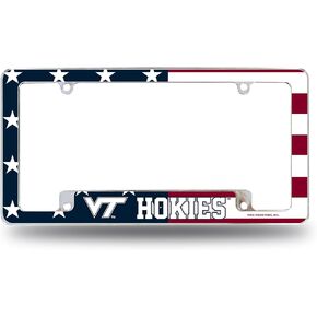 Rico Industries NCAA Virginia Tech Hokies Patriotic 12" x 6" Chrome All Over Automotive License Plate Frame for Car/Truck/SUV