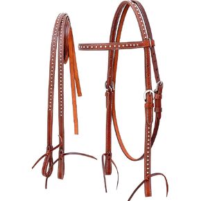 CHALLENGER Horse Western Full-Grain Oiled Leather Studded Bridle with Split Reins 78J01