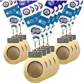 Remuuly 10 Pcs Toilet Seat Last Place Medals Bulk 3'' Loser Award Medals Gold Last Place Trophy with Loser Neckband Award Prize Gift for Tournaments, School Match Sports Competition Teams
