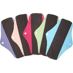 5 Pack 10 Inch Cloth Menstrual Pads,Reusable Sanitary Pads,Washable Panty Liner,Unscented