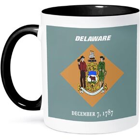 3dRose mug_45020_4 "State Flag Of Delaware" Two Tone Black Mug, 11 oz, Multicolor