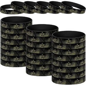 Sratte 30 Pcs VIP Wristbands VIP Silicone Wristbands for Events Gold Black Bracelets Soft Elastic Bracelets for Party Club Bar Men Women