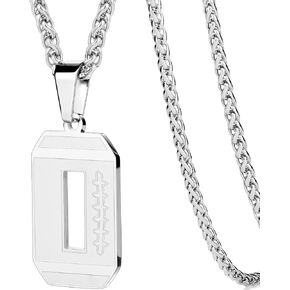 AMITER Football Necklace for Men, 0-99 Jersey Number Football Pendant Necklace with 22+2 in Chain - Stainless Steel Silver