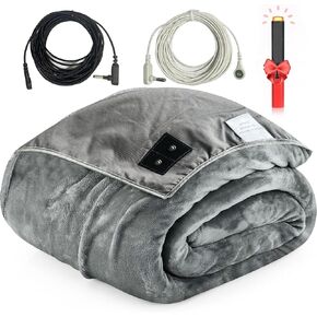 Grounding Blanket with Two Grounding Cords with A Test Pen, Grounding Blanket Big Size 53" 79" for Sleep, Grounding Blanket with Silver for Bed, Office, Travel
